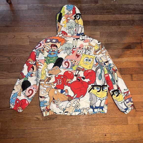 Members Only Nickelodeon Windbreaker Jacket 90’s Cartoon Mash Print Size Medium - Picture 3 of 15